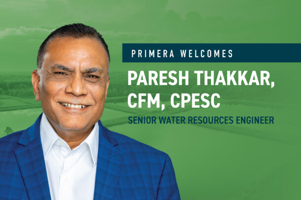 Primera Welcomes Paresh Thakkar, CFM, CPESC, as New Sr. Water Resources Engineer